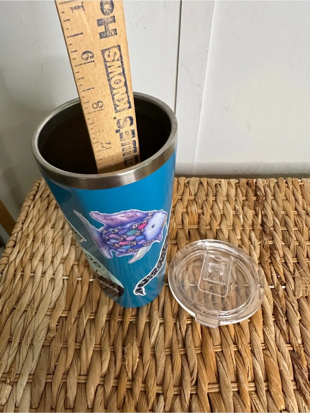 Corkcicle Blue Stainless Steel Travel Tumbler with Fish Sticker - Picture 9 of 9